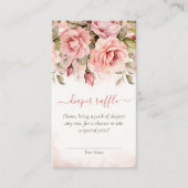 赤面バラ水彩ベビーシャワーおむつラッフル エンクロージャーカード (正面)