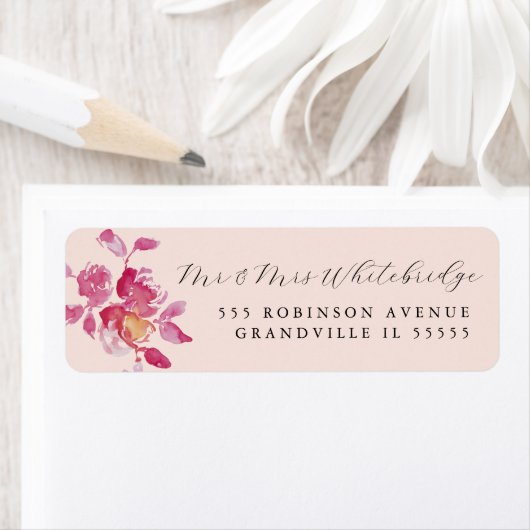 赤面バラ水彩モダンデザイン ラベル (インサイチュ)