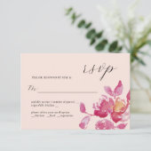 赤面バラ水彩モダン結婚式RSVPカード 出欠カード (スタンド正面)