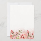 赤面バラ水彩赤ちゃんシャワー女の子 招待状 (裏面)