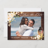 赤面バラ素朴ウッドグリーナリー結婚写真 セーブザデート (正面)