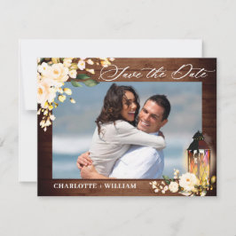 赤面バラ素朴ウッドグリーナリー結婚写真 セーブザデート