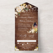 赤面バラ素朴ウッドランタン結婚ズ オールインワン招待状 (内側)