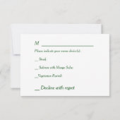 赤面バラ結婚フローラのメニューRSVP 出欠カード (裏面)