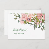 赤面バラ結婚フローラのメニューRSVP 出欠カード (正面/裏面)