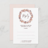 赤面バラ結婚リースの返信カード 出欠カード (正面/裏面)