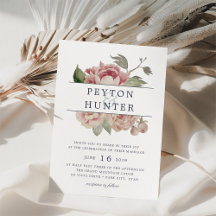 赤面バラ結婚式招待状