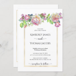 赤面バラ結婚式招待状 招待状