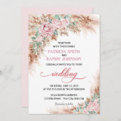 赤面バラ結婚式招待状 招待状 (正面/裏面)