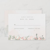 赤面バラ結婚式RSVPいいえ食事の選択 出欠カード (正面/裏面)