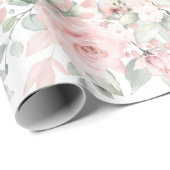 赤面バラ赤面ピンクオンホワイト結婚ズ ラッピングペーパー (ロールコーナー)