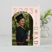 赤面バラ金ゴールドアーチ&アロー卒業 箔招待状 (立ち正面)