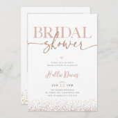 赤面バラ金ゴールドグリッターかわいらしブライダルシャワー 招待状 (正面/裏面)