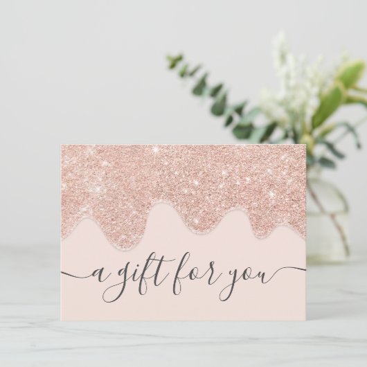 赤面バラ金ゴールドグリッターがギフト証明書を乾燥 (スタンド正面)