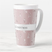 赤面バラ金ゴールドグリッタークリスマスツリー カフェラテマグ (右アングル)