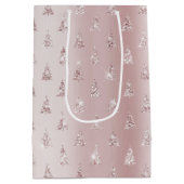 赤面バラ金ゴールドグリッタークリスマスツリー ミディアムペーパーバッグ (裏面)