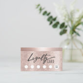 赤面バラ金ゴールドグリッタータイポグラフィ美しいサロン ロイヤリティカード (スタンド正面)