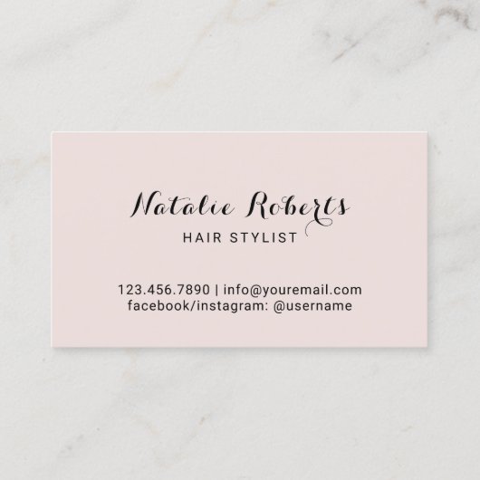 赤面バラ金ゴールドグリッタータイポグラフィ美容師 名刺 (裏面)