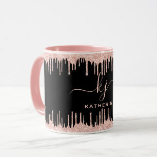 赤面バラ金ゴールドグリッタードライブ2 Monogram Script Co マグカップ