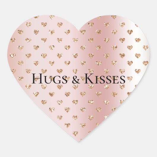 赤面バラ金ゴールドグリッターハート ハートシール (正面)