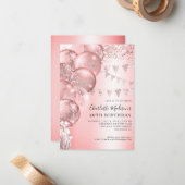 赤面バラ金ゴールドグリッターバルーンエイジ誕生日 ノートカード (正面/裏面インサイチュ)