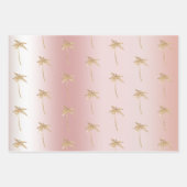 赤面バラ金ゴールドグリッターパームツリー ラッピングペーパーシート (正面2)