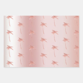 赤面バラ金ゴールドグリッターパームツリー ラッピングペーパーシート