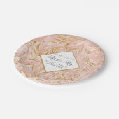 赤面バラ金ゴールドグリッターマーブルウエディングレセプション ペーパープレート (アングル)