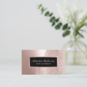 赤面バラ金ゴールドグリッターモダン美しいサロンスパ 名刺 (スタンド正面)