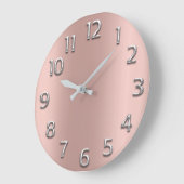 赤面バラ金ゴールドシルバーグレーメタリックアラビア数字 ラージ壁時計 (傾斜)