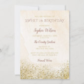赤面バラ金ゴールドスパークルドレススウィート16誕生日 招待状 (裏面)