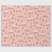 赤面バラ金ゴールドトラックかわいいクリスマス ラッピングペーパー (フラット)