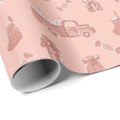 赤面バラ金ゴールドトラックかわいいクリスマス ラッピングペーパー (ロールコーナー)