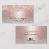 赤面バラ金ゴールドドリップスメイクアーティスト美しいサロン 名刺 (正面/裏面)