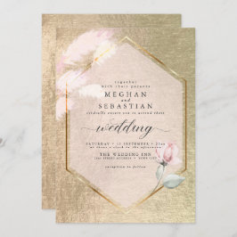 赤面バラ金ゴールドパンパスグラスフローラ 招待状