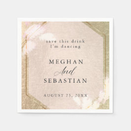 赤面バラ金ゴールドパンパスグラス スタンダードカクテルナプキン