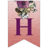 赤面バラ金ゴールドピンクパープルフローラデザイン バンティングフラッグ (第2の旗)