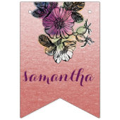 赤面バラ金ゴールドピンクパープルフローラデザイン バンティングフラッグ (第1の旗)