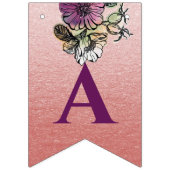 赤面バラ金ゴールドピンクパープルフローラデザイン バンティングフラッグ (第3の旗)