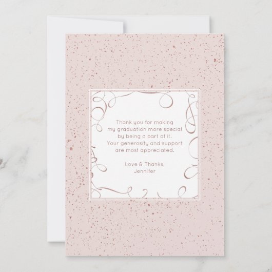 赤面バラ金ゴールドフェイクグリッター院生ありがとう 案内状 (裏面)