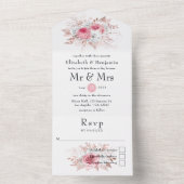 赤面バラ金ゴールドフローラとレース結婚ズオールイン オールインワン招待状 (内側)