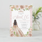 赤面バラ金ゴールドフローラプリンセスティアラスイート16 招待状 (スタンド正面)