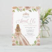 赤面バラ金ゴールドフローラプリンセスティアラスイート16 招待状 (スタンド正面)