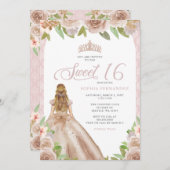 赤面バラ金ゴールドフローラプリンセスティアラスイート16 招待状 (正面/裏面)