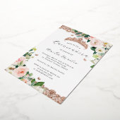 赤面バラ金ゴールドフローラレースキンセアニェラ 箔招待状 (回転した状態)