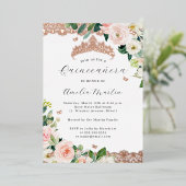 赤面バラ金ゴールドフローラレースキンセアニェラ 箔招待状 (立ち正面)