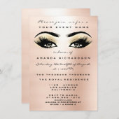 赤面バラ金ゴールドメイクアップグリッターアイ16thブライダル 招待状 (正面/裏面)