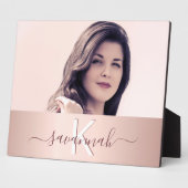 赤面バラ金ゴールドモノグラム名写真 フォトプラーク (側面)