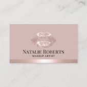 赤面バラ金ゴールドリップメイクアップアーティスト美しいサロン 名刺 (正面)