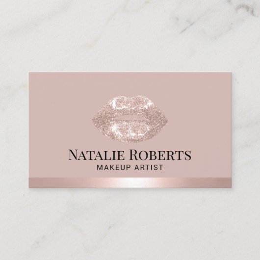 赤面バラ金ゴールドリップメイクアップアーティスト美しいサロン 名刺 (正面)